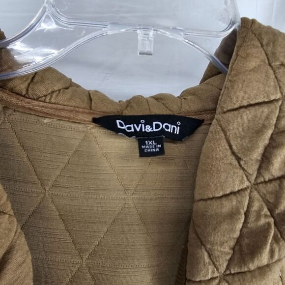 Davi & Dani Solid Long Sleeve Zipper Front Hoodie Jacket Size 1XL Brown - Picture 7 of 10